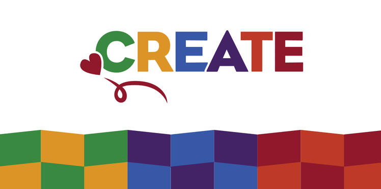 Branding for CREATE: Community Resources for Education in the Arts Though Engagement - Logo with Branding Motif