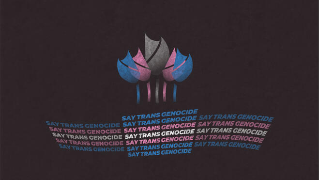 "Say Trans Genocide" - TDoR - Merced Pride 2022 - Wallpaper Dark