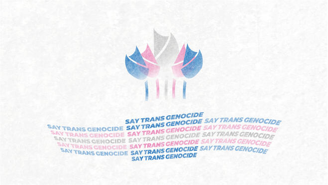 "Say Trans Genocide" - TDoR - Merced Pride 2022 - Wallpaper Light